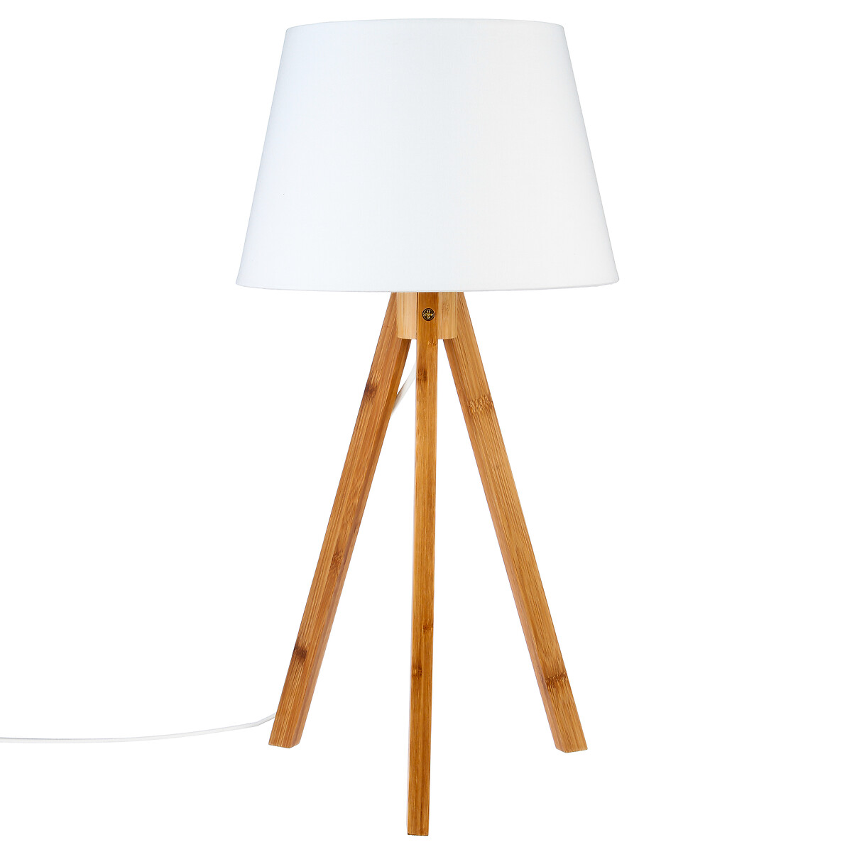 Candeeiro de mesa BAHIA branco com trip&eacute; em bambu