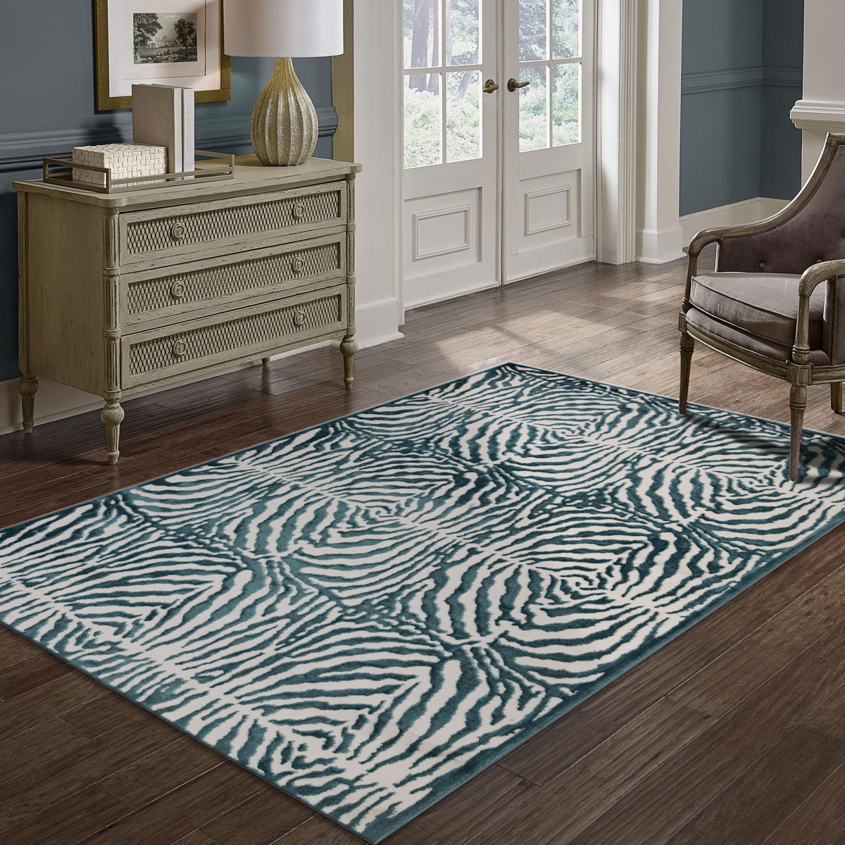 Tapete ZAHA zebra azul 160x235cm,  Tapete ZAHA zebra azul 160x235cm