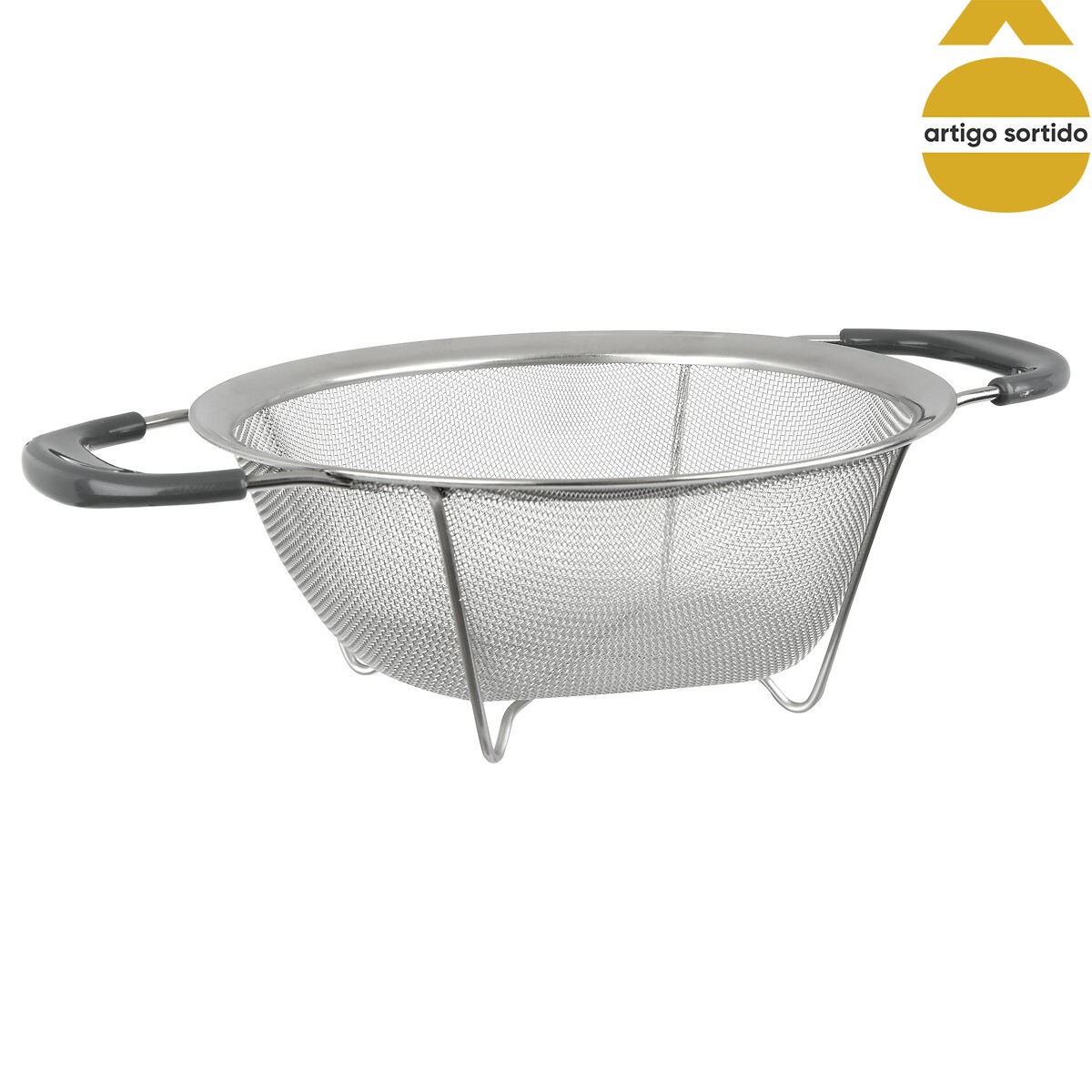 Escorredor de rede inox com pegas