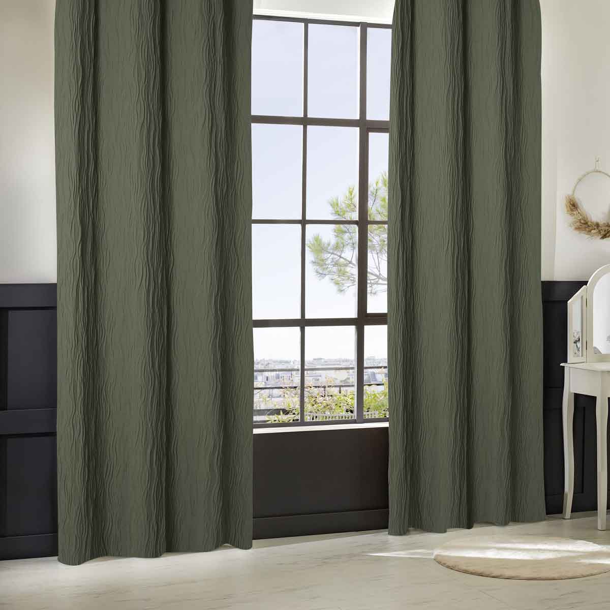 Cortina plissada MAELY verde caqui 135x260cm