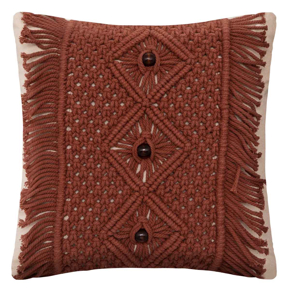 Almofada ALI macram&eacute; bordeaux 40x40cm