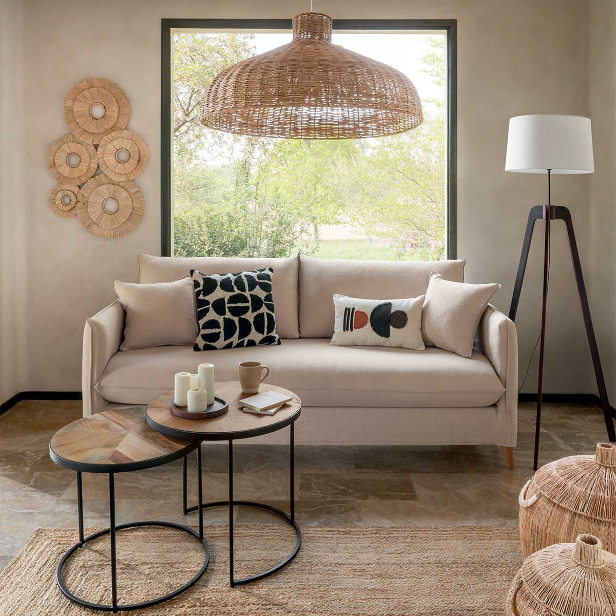 Candeeiro de pé Ori Castanho Escuro Em Bambu E Metal