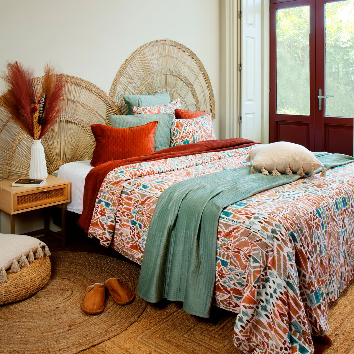 Colcha e 2 capas de almofada LILOU terracota 240x260cm