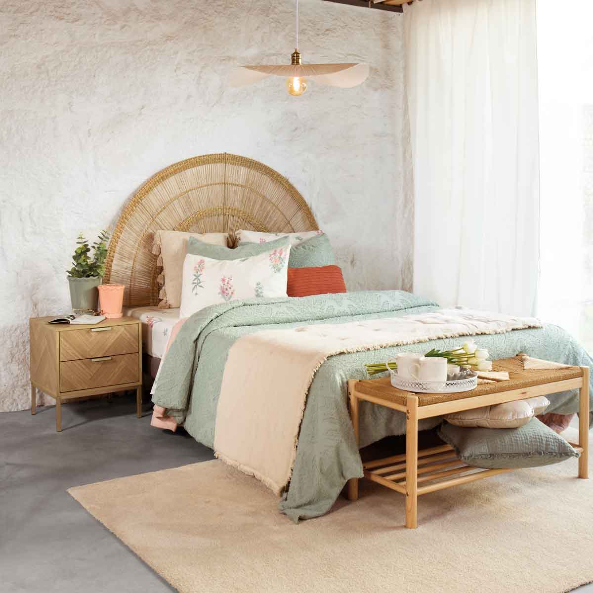 Mesa de cabeceira CHEVRON bege em mdf