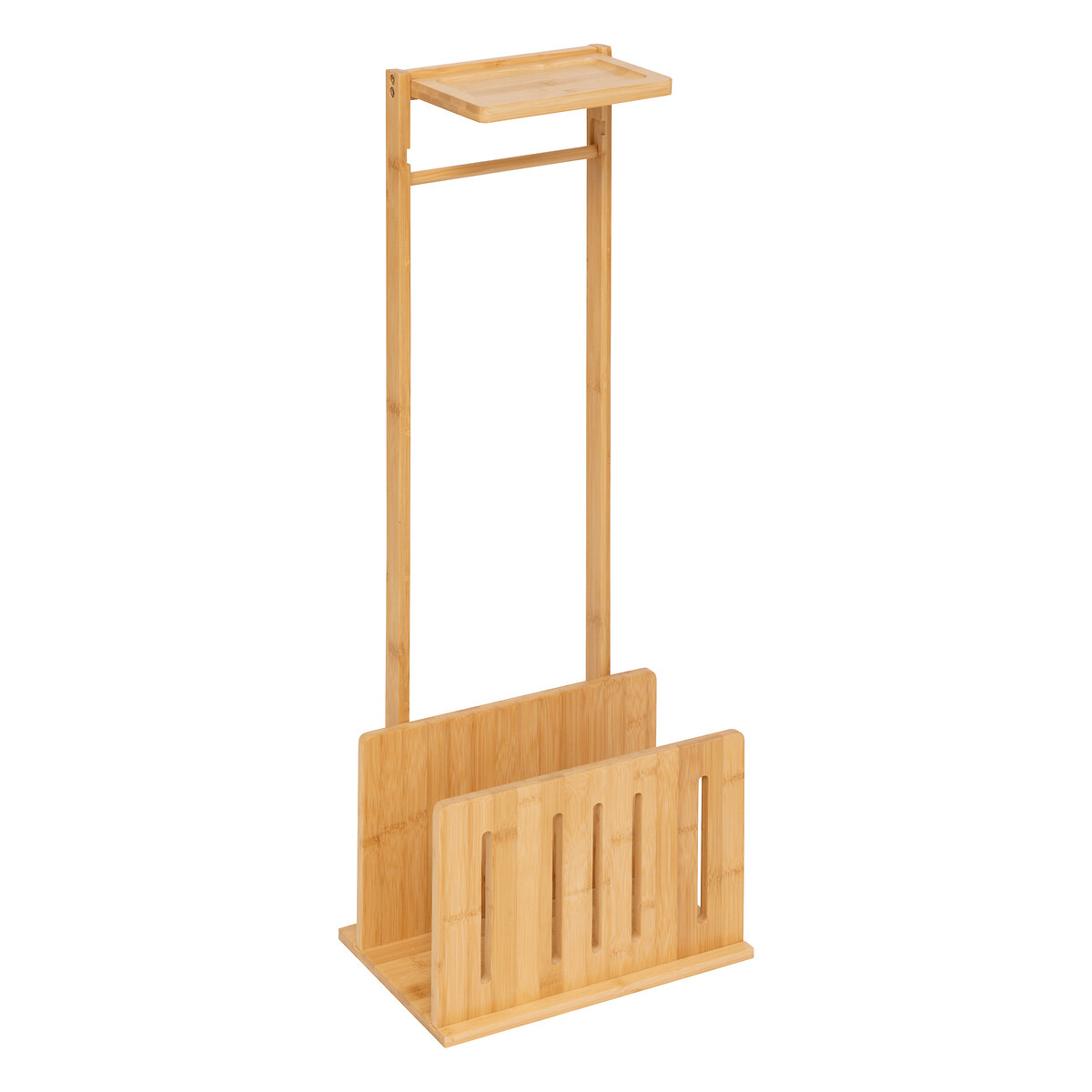 Suporte wc em bambu para papel higi&eacute;nico com reserva