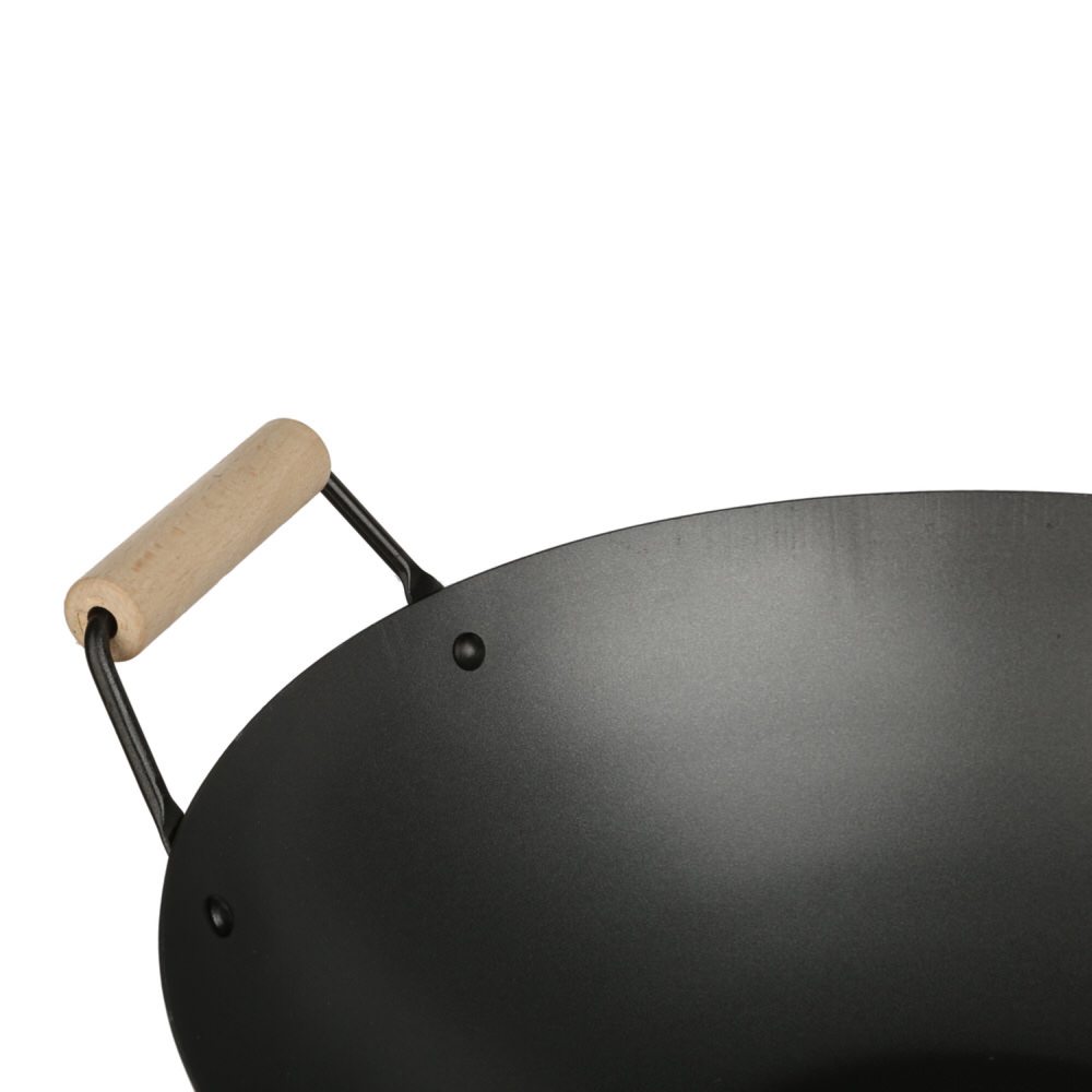 Wok com cabo de madeira 35cm,  Wok com cabo de madeira 35cm