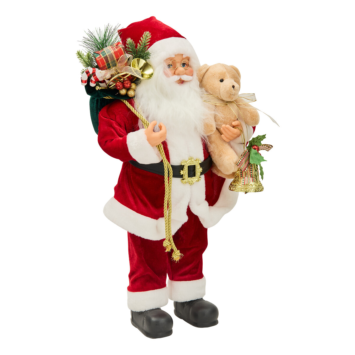 Figura Pai Natal com ursinho e presentes 60cm