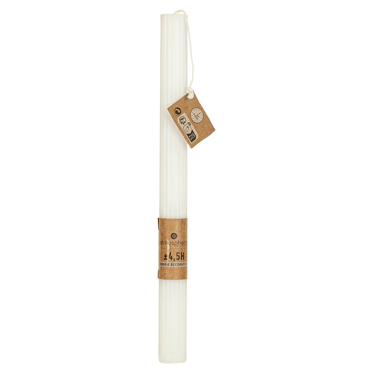 Vela DEMI estriada branca para candelabro 26cm