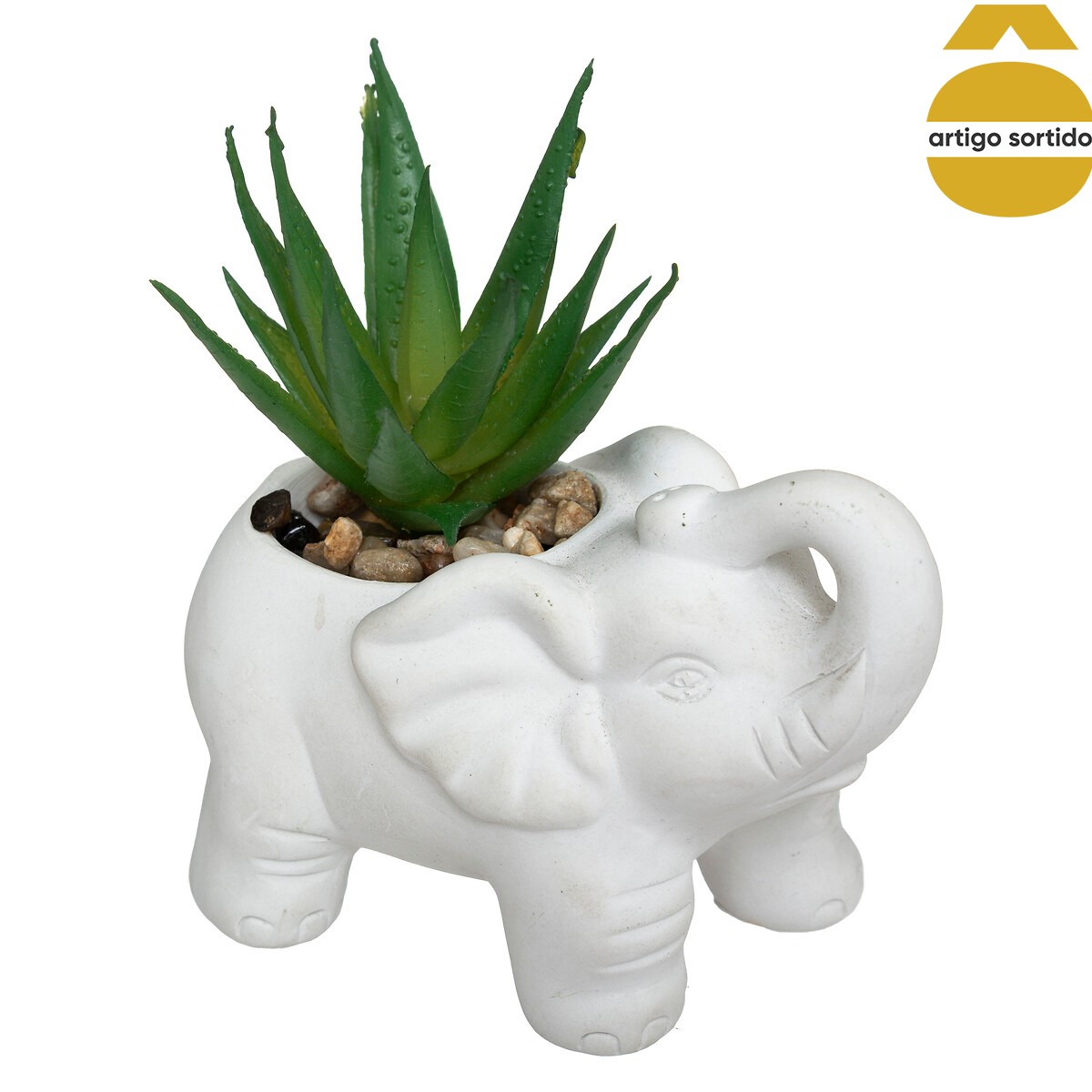 Vaso elefante com planta artificial 10cm