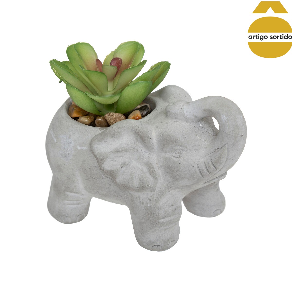 Vaso elefante com planta artificial 10cm