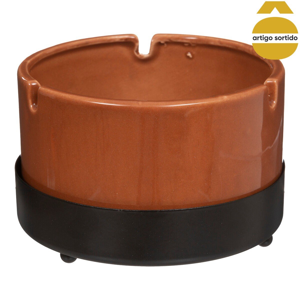 Cinzeiro CARAVANE em cer&acirc;mica e metal