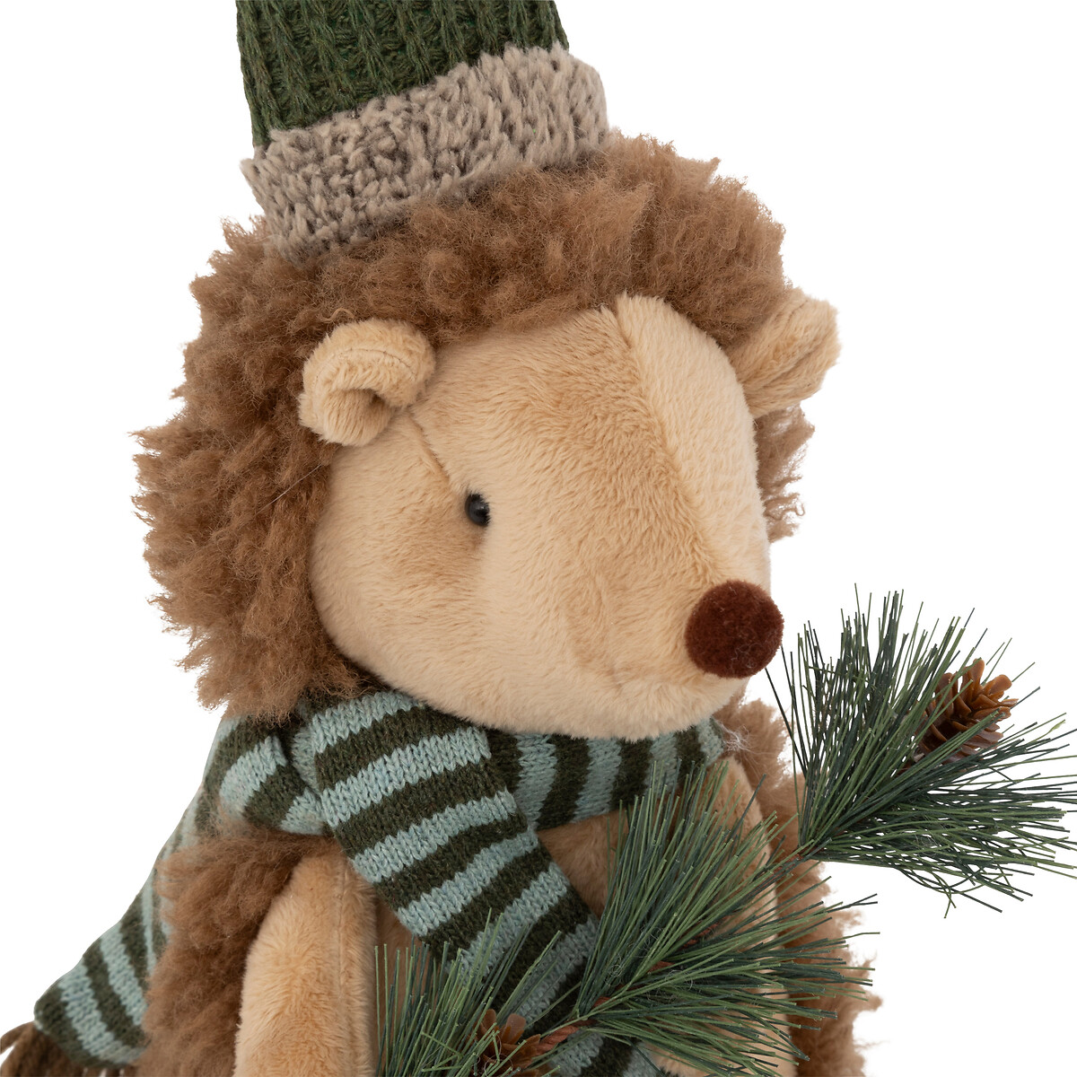 Figura ouriço francis com gorro e cachecol sentado 61cm