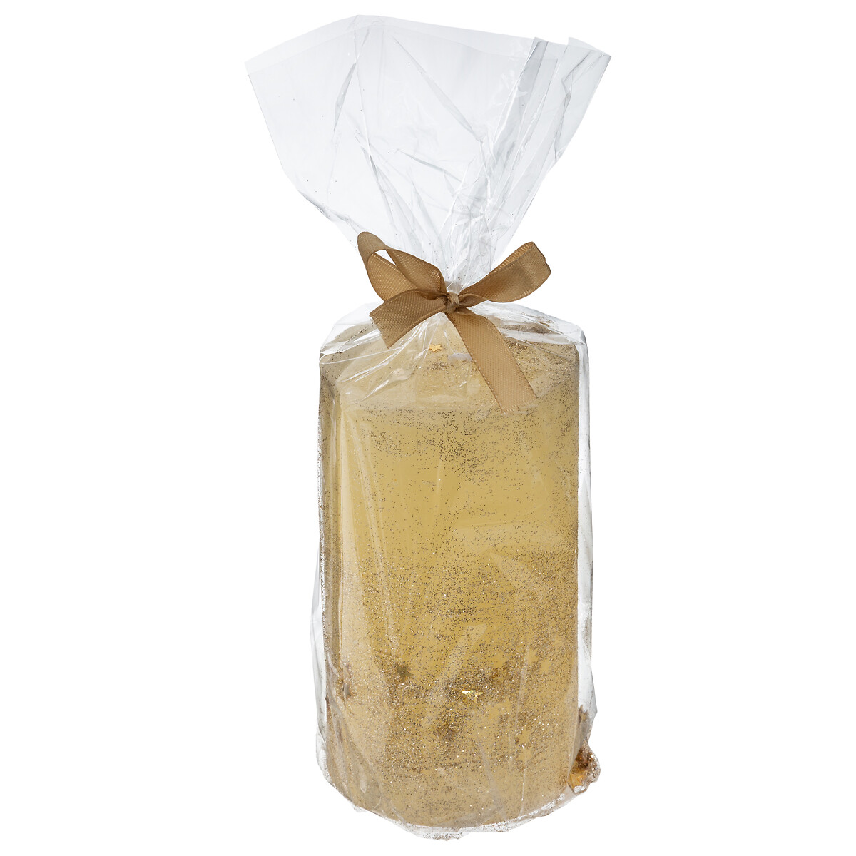Vela natal&iacute;cia cil&iacute;ndrica dourada
