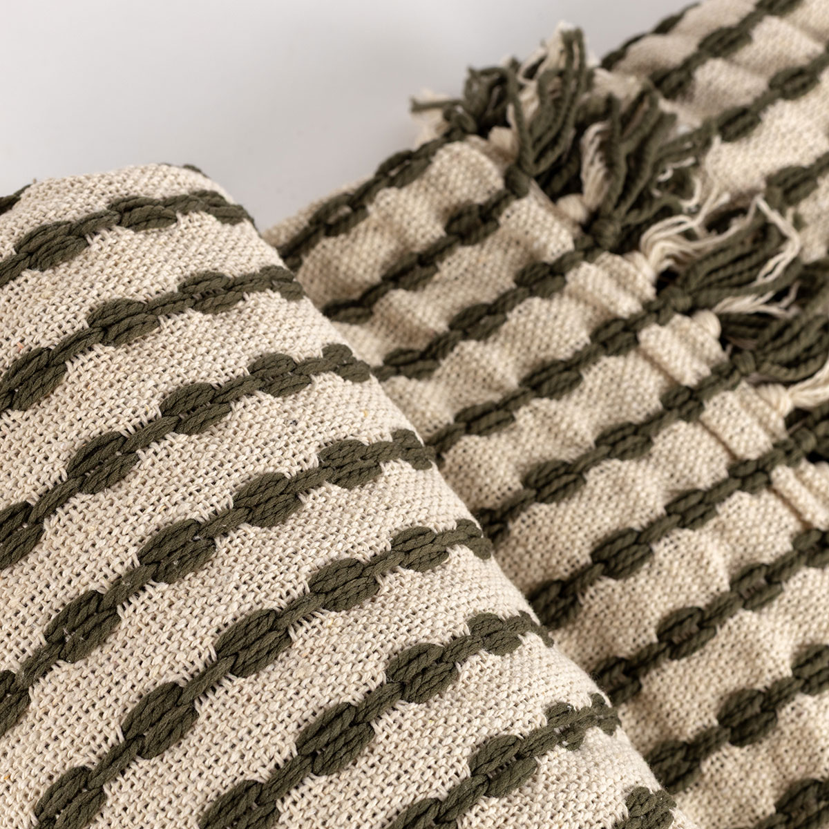 Manta ELM bege e verde 130x160cm