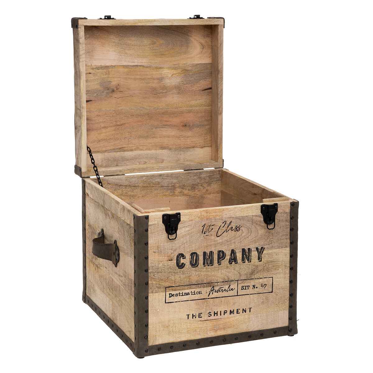 Pufe com arrumação SILAS em madeira mango