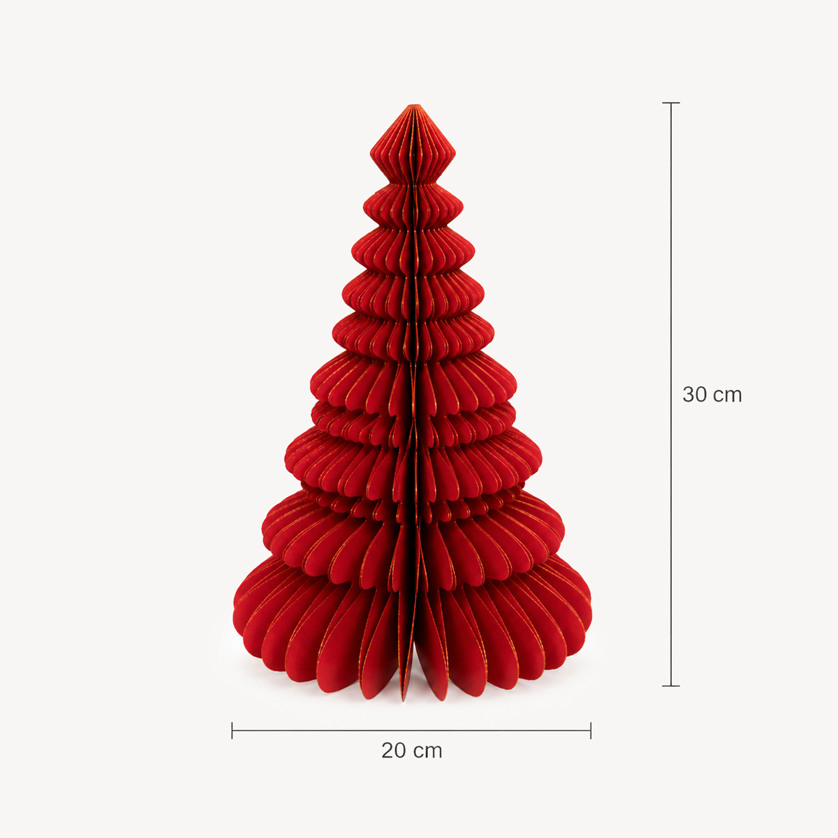 &Aacute;rvore de natal origami vermelha 30cm
