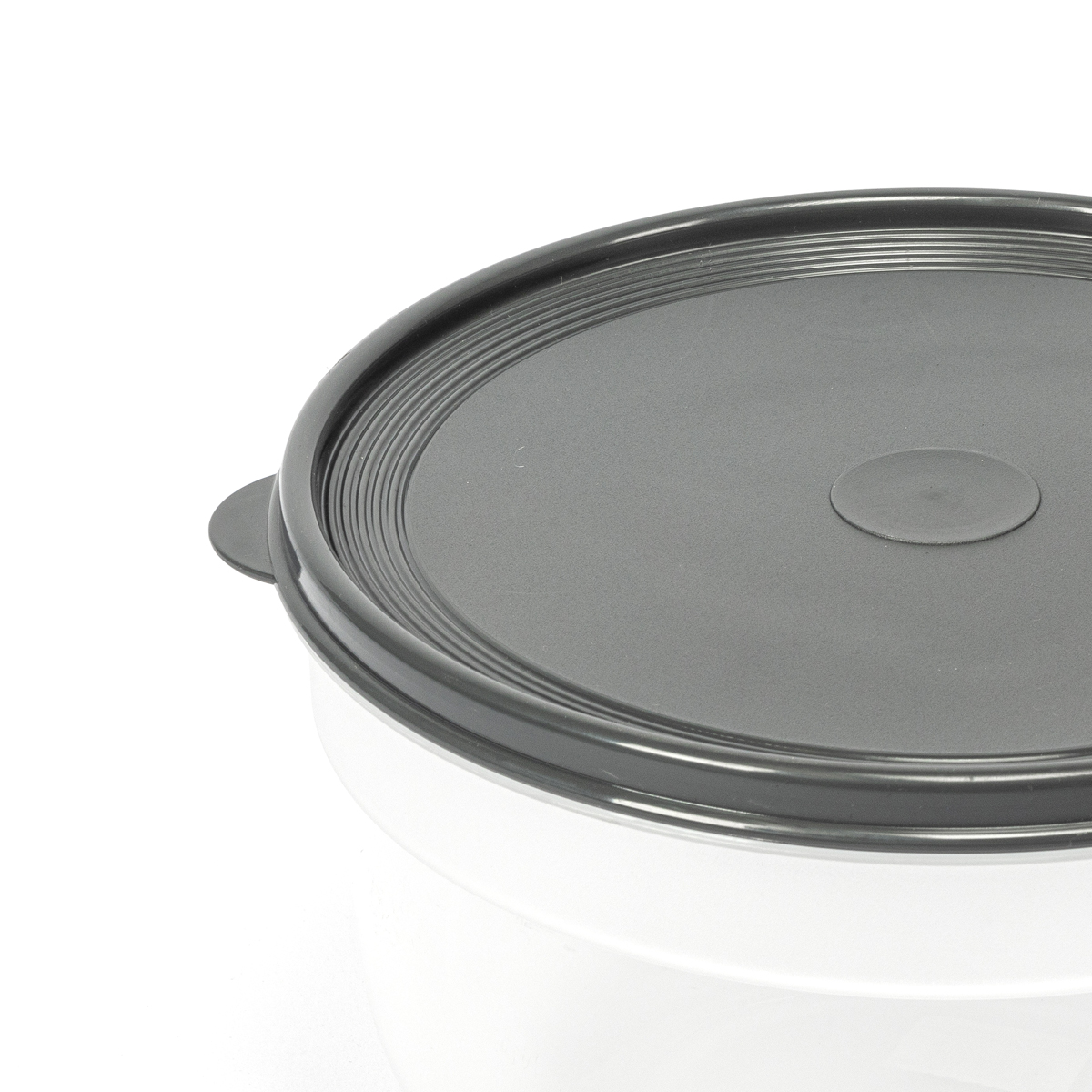 Caixa redonda com tampa cinza 4l