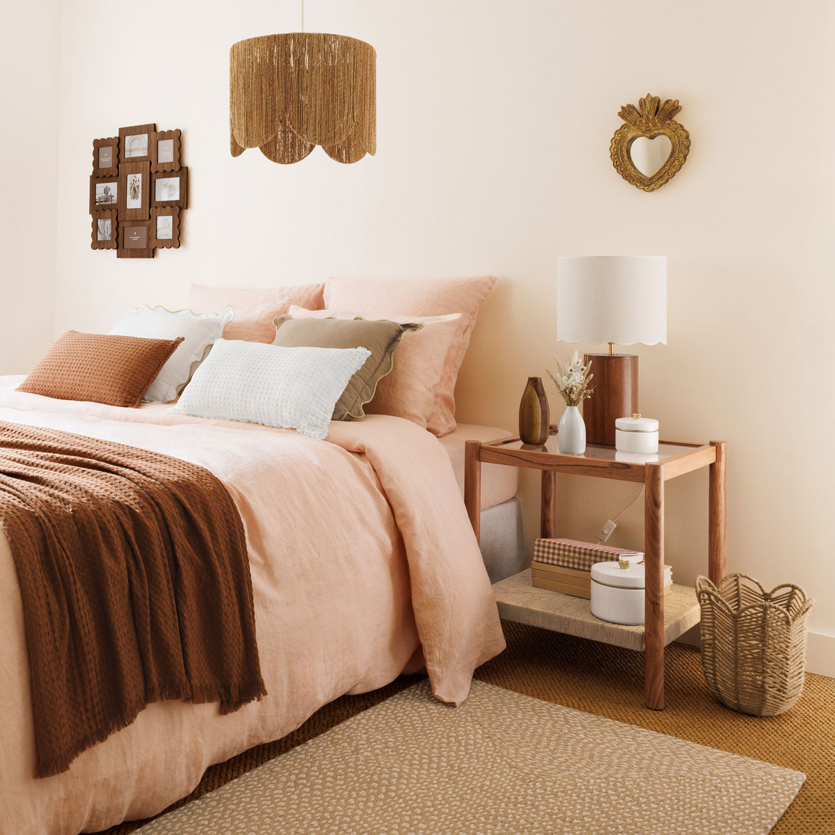 Candeeiro de mesa VANIA castanho em madeira 50cm