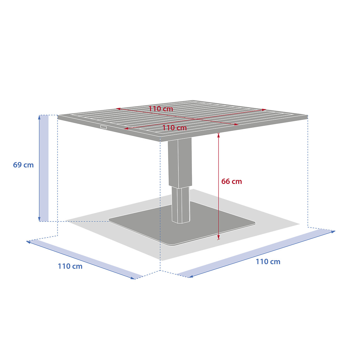 Mesa de centro SALIMIA elev&aacute;vel cinza em alum&iacute;nio