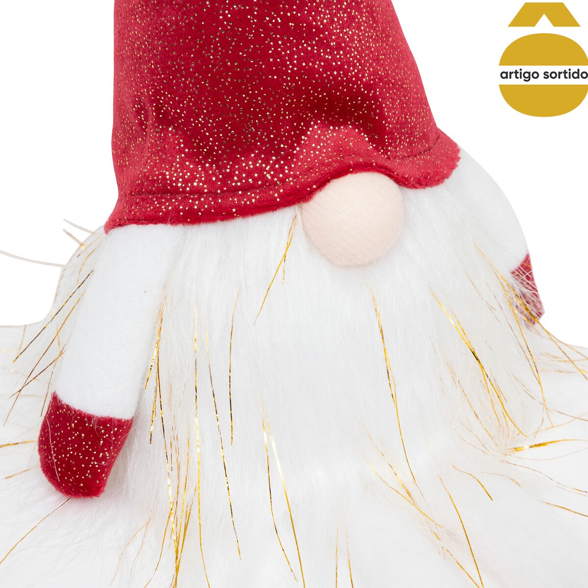 Figura gnomo sentado com LED 44cm