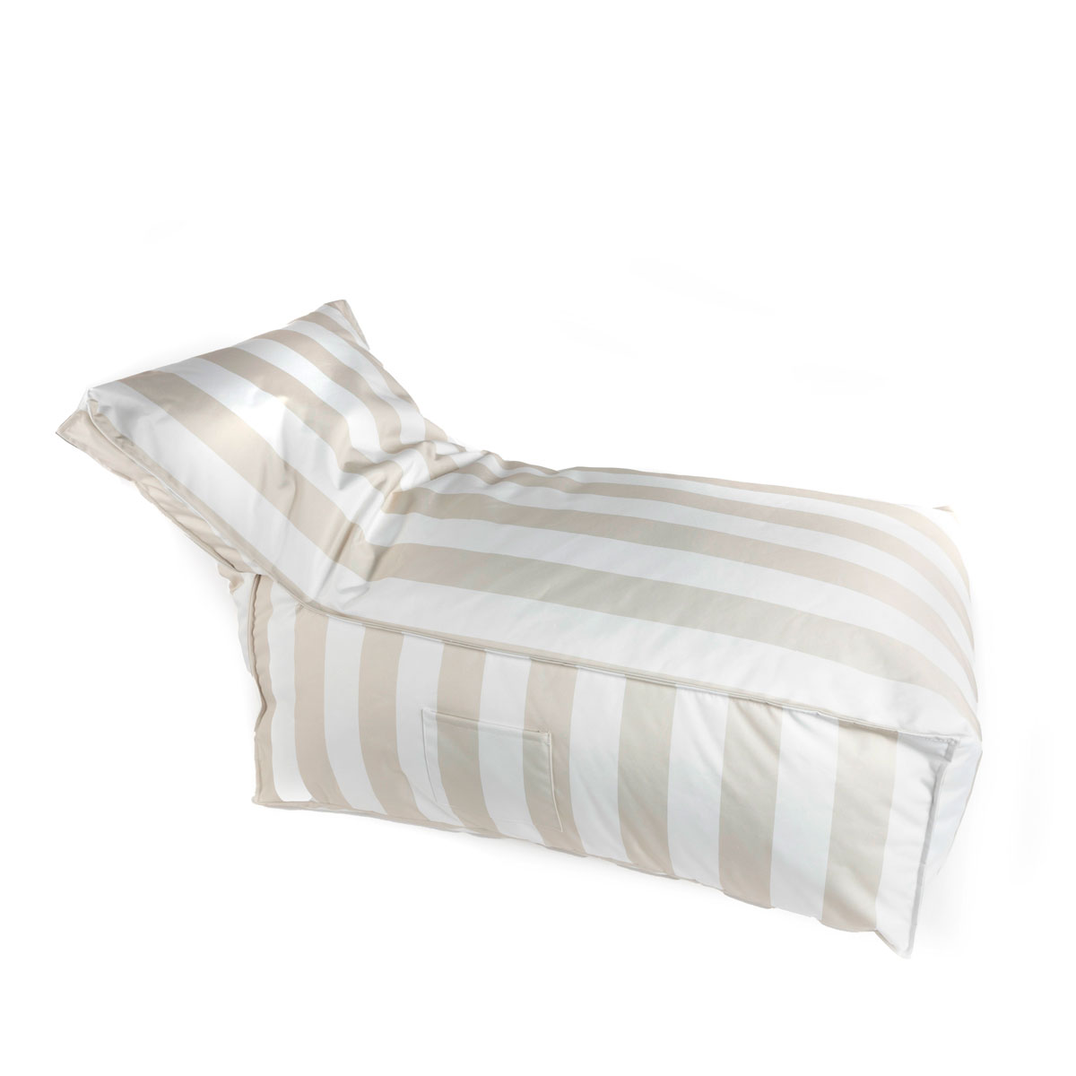 Pufe sof&aacute; imperme&aacute;vel riscas branco e bege