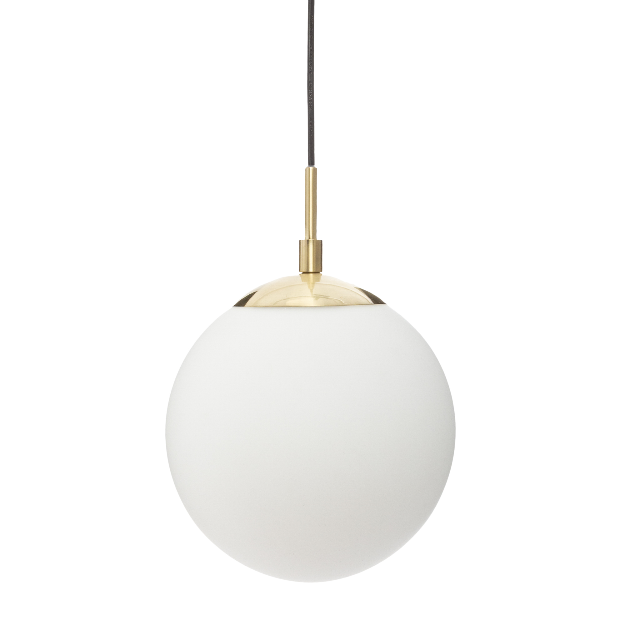 Candeeiro de teto dourado com bola de vidro e metal