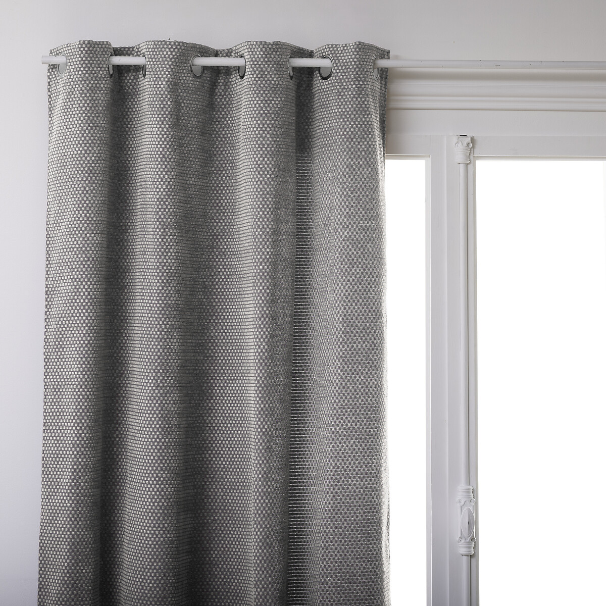 Cortina CHEN veludo branco e cinza 140x260cm