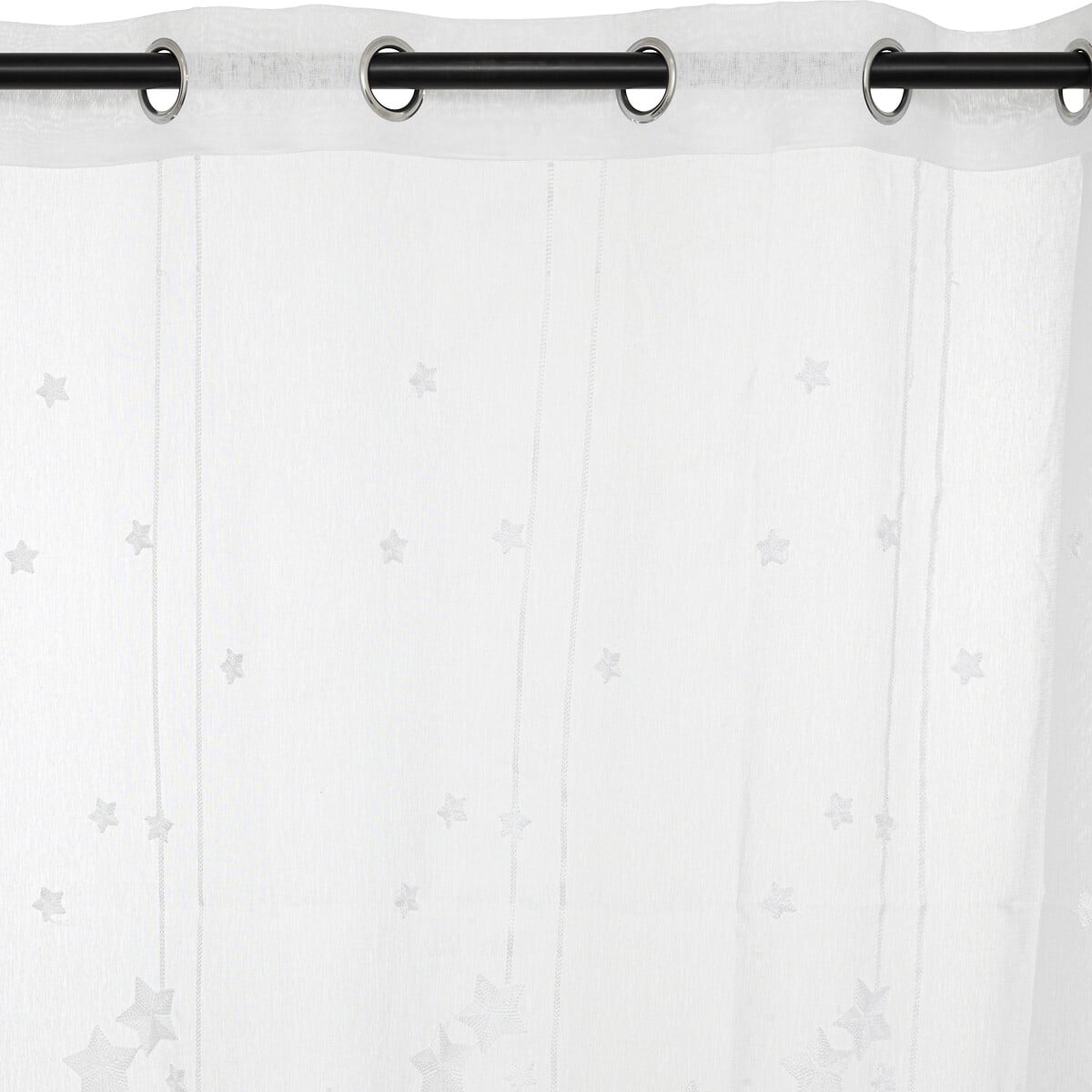Cortina branca estrelas bordadas 140x240cm