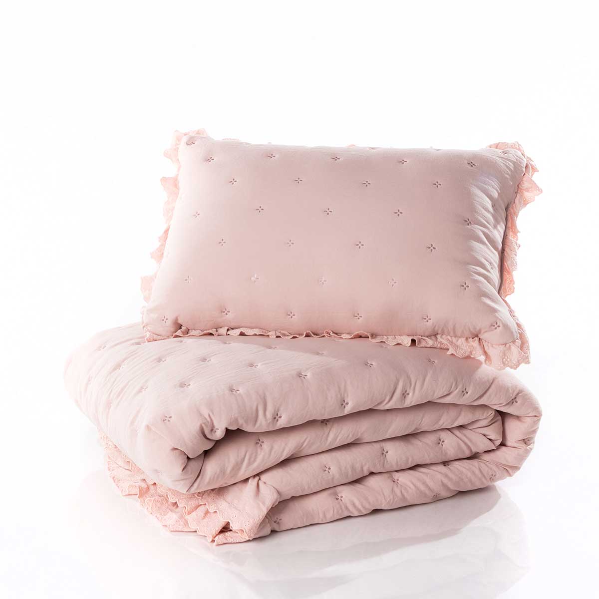 Almofada AMALFI rosa com renda 45x60cm