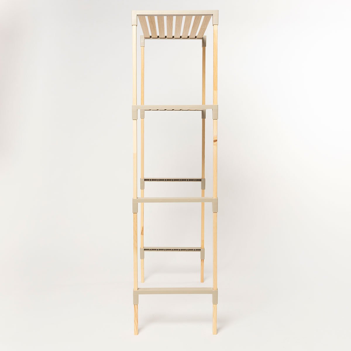 Estante para m&aacute;quina de lavar bege em madeira