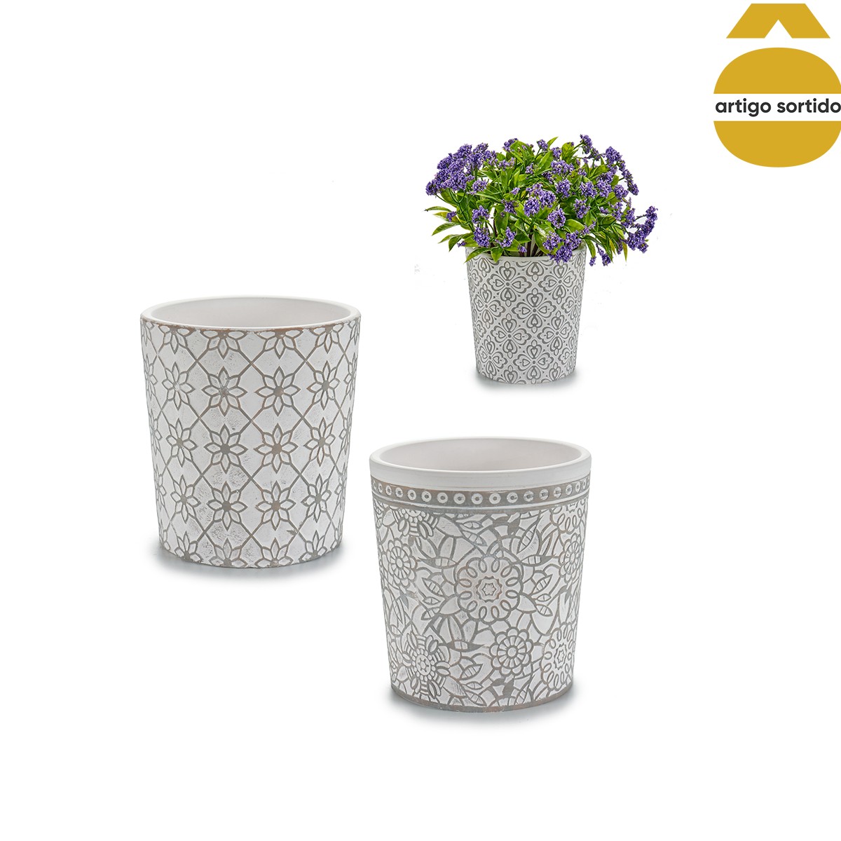 Vaso cinza em cer&acirc;mica 12,5cm