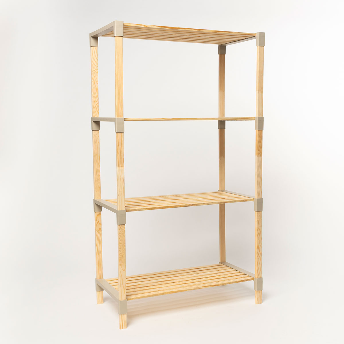 Estante multifuncional bege em madeira