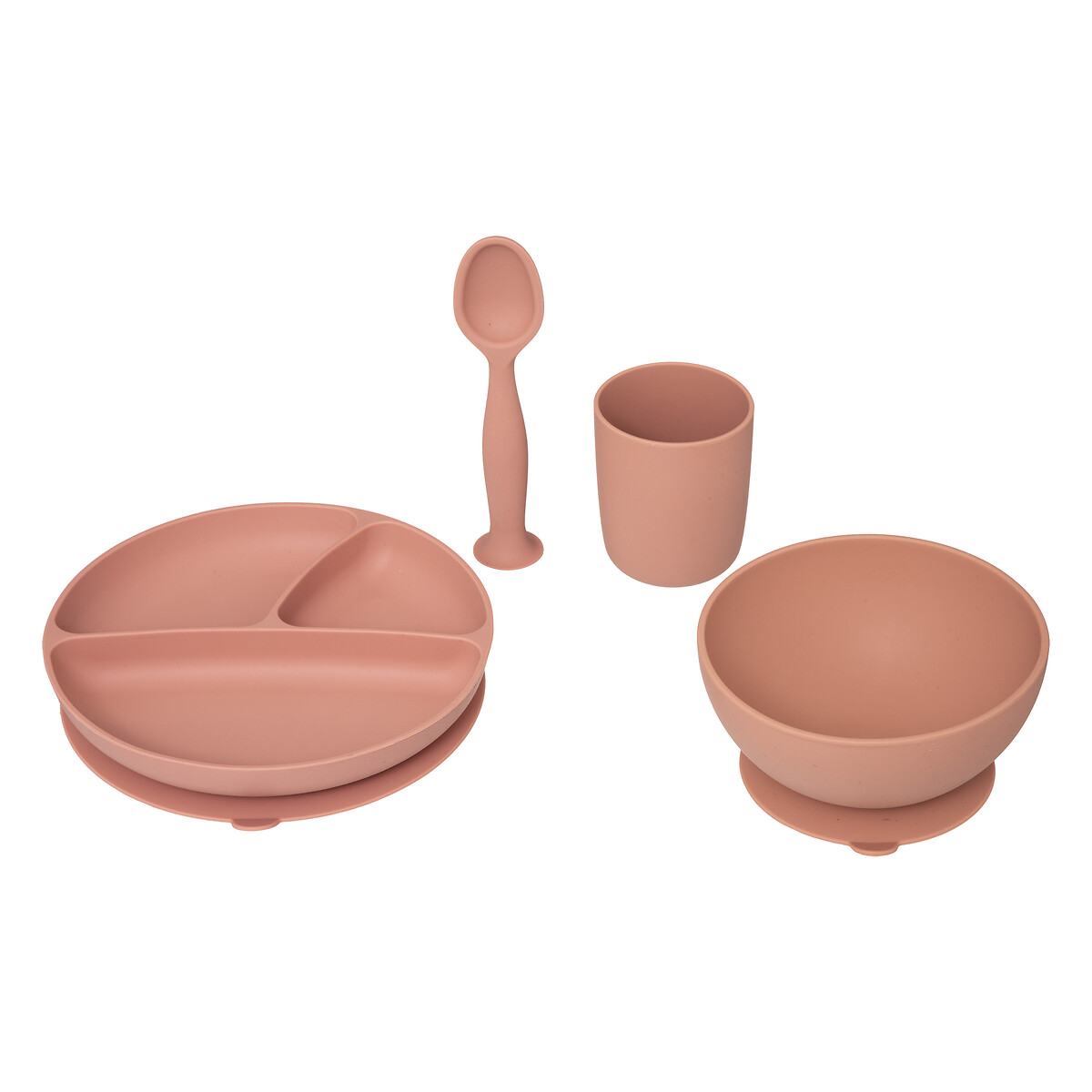 Conjunto de 4 peças de refeição terracota em silicone,  Conjunto de 4 peças de refeição terracota em silicone
