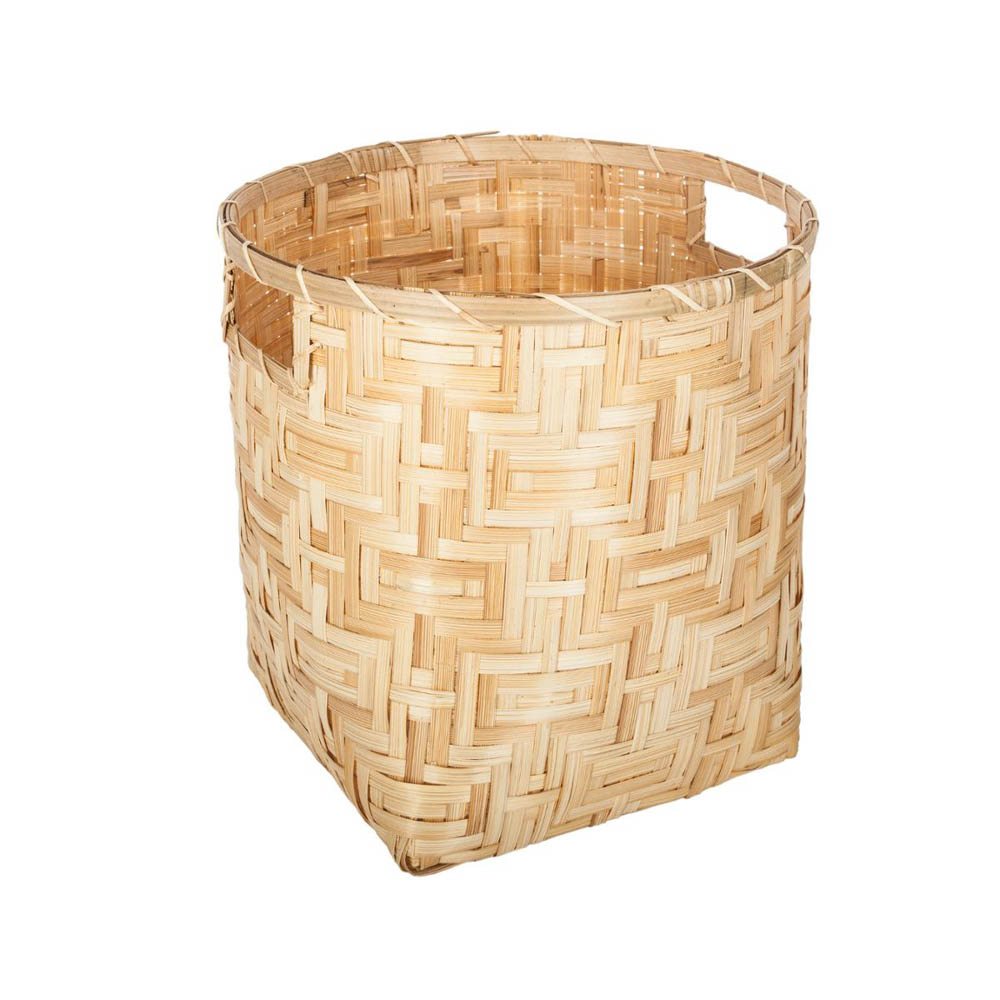 Cesto Decorativo De Bambu Bege 30X30X31Cm