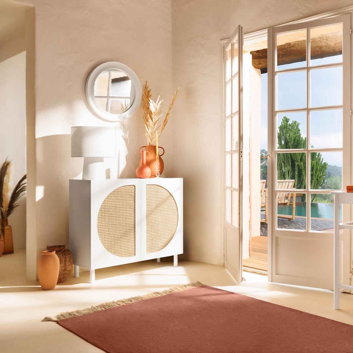 M&oacute;vel de apoio branco com 2 portas