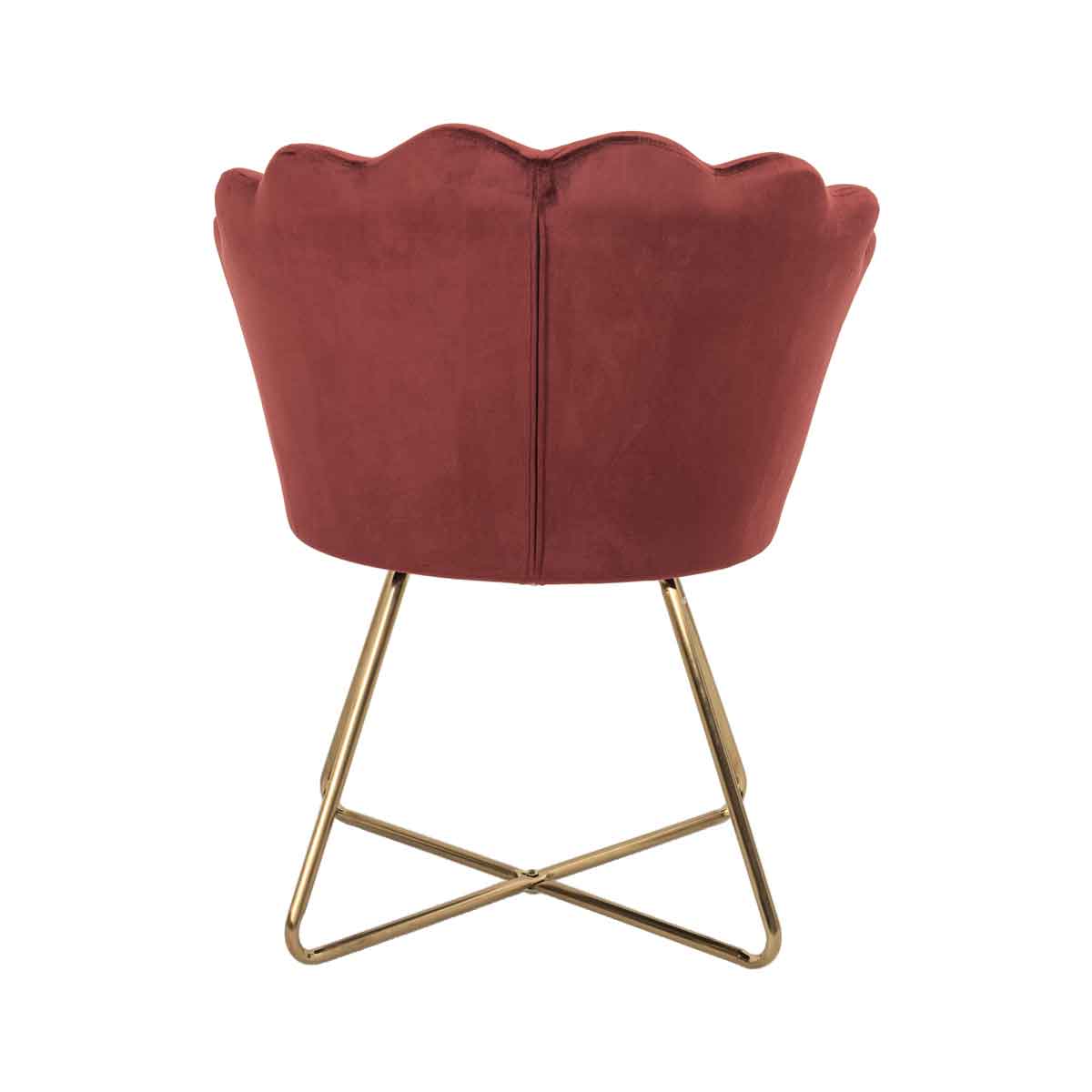 Poltrona BLOOM veludo bordeaux com pernas douradas