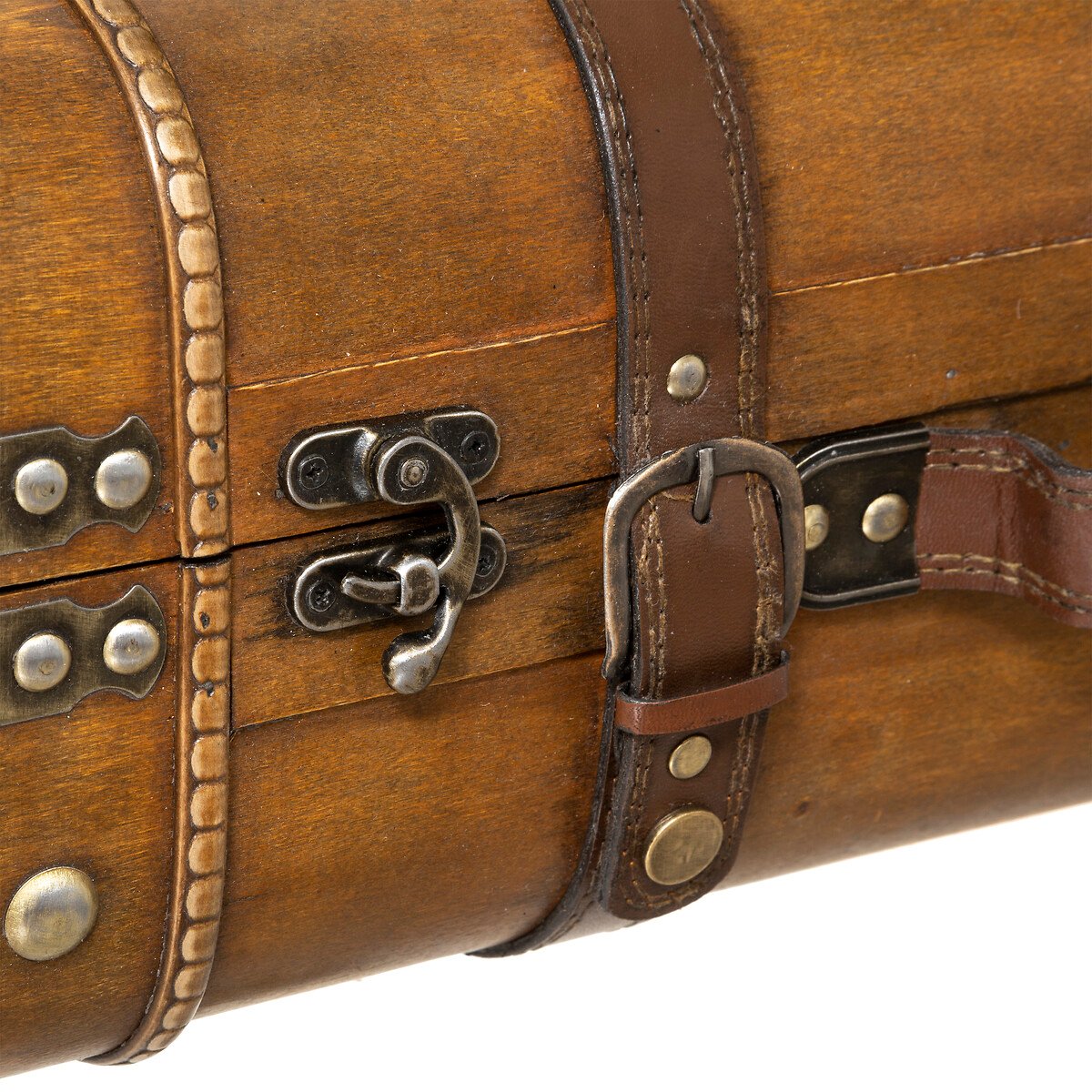 Mala castanha decorativa em madeira 19x45cm