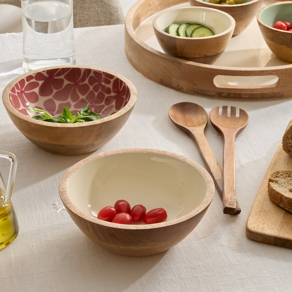 Saladeira INAYA branco em madeira mango 25cm