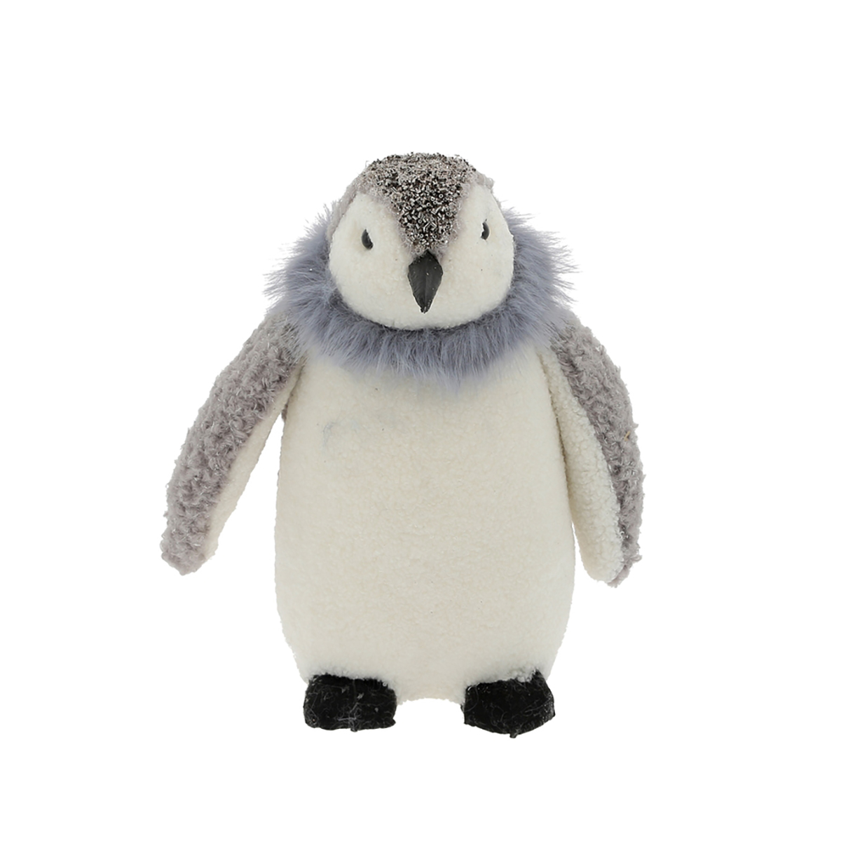 Figura de pinguim cinza e azul 22x17x29cm
