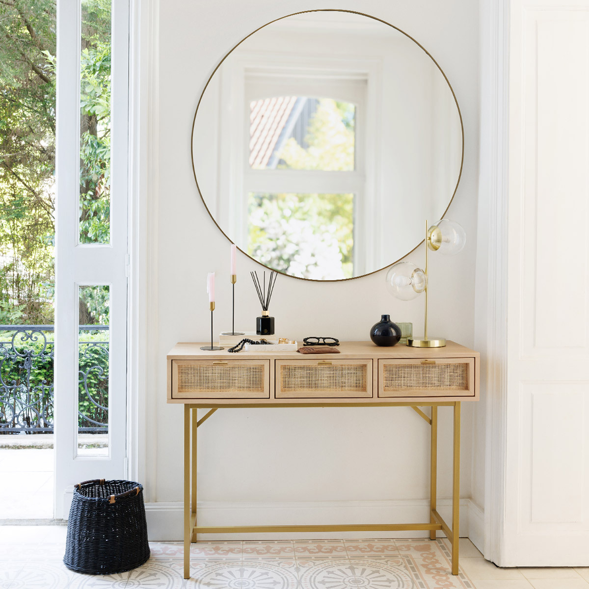 Espelho de parede ALICE redondo preto 110cm,  Espelho de parede ALICE redondo preto 110cm