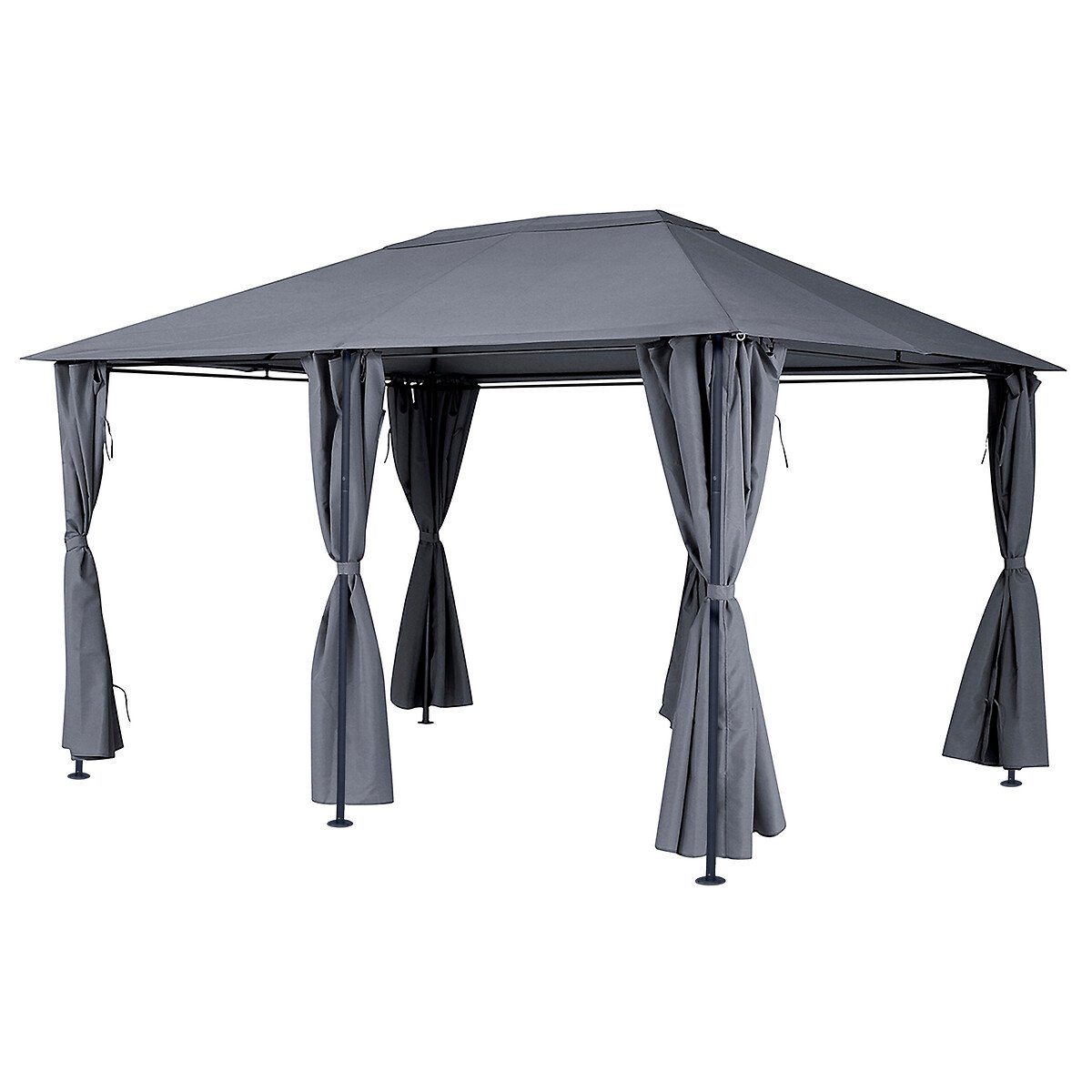 P&eacute;rgola SANTORINI cinza ard&oacute;sia com cortinas 3x4m