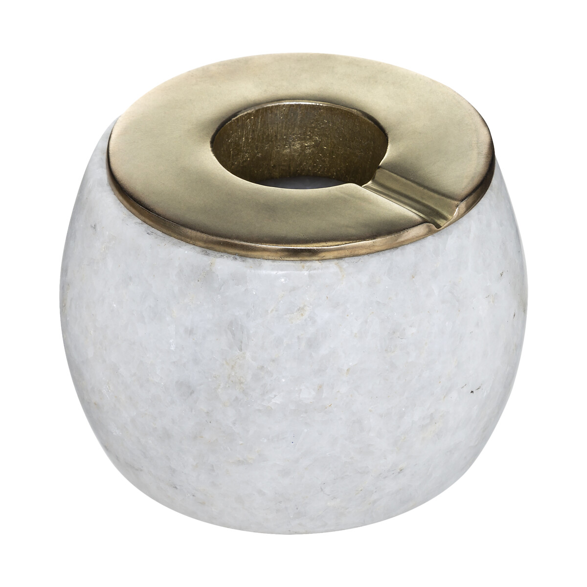 Cinzeiro EDI m&aacute;rmore branco e dourado