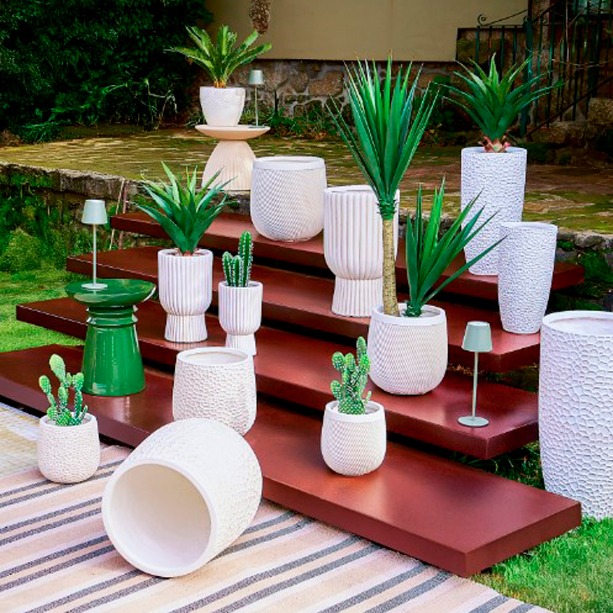 Vaso em fibra de argila branco 58cm