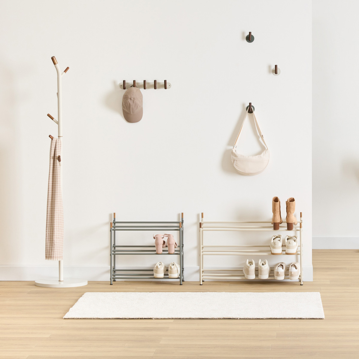 Sapateira extens&iacute;vel com 3 n&iacute;veis verde em metal