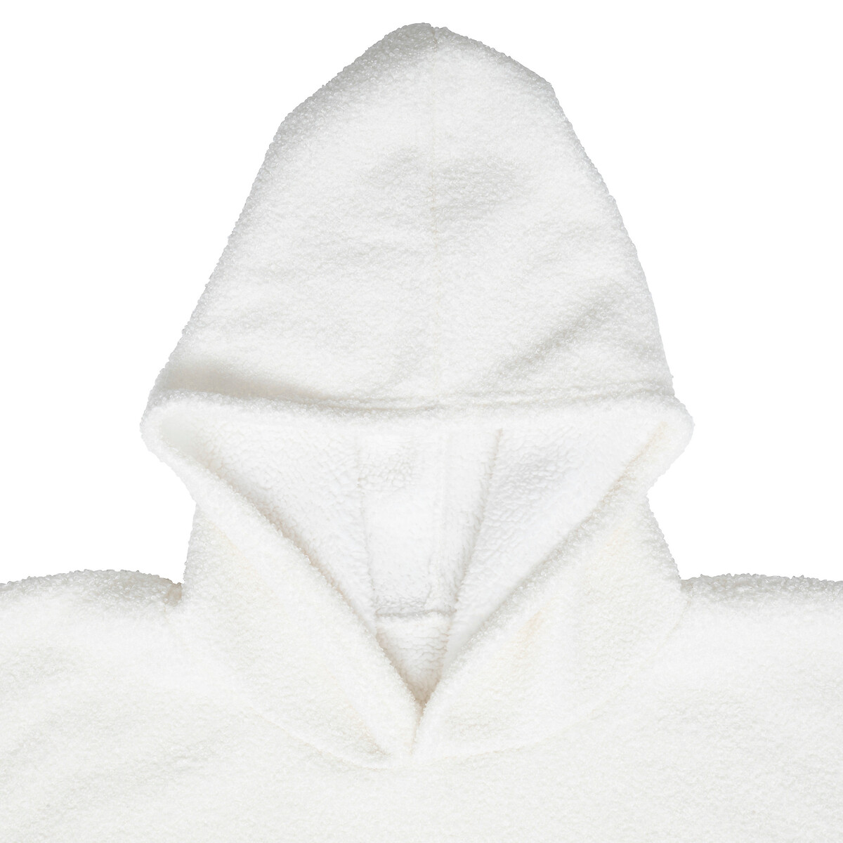 Manta Camisola Com Capuz Bouclé Marfim