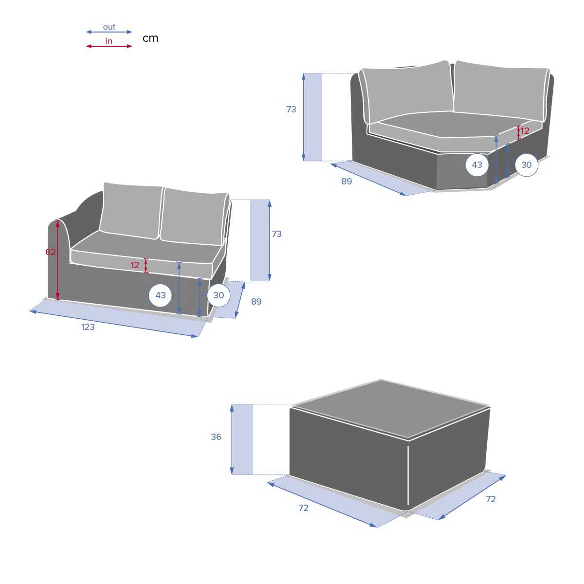 Conjunto de jardim MOORÉA savana em rattan sintético