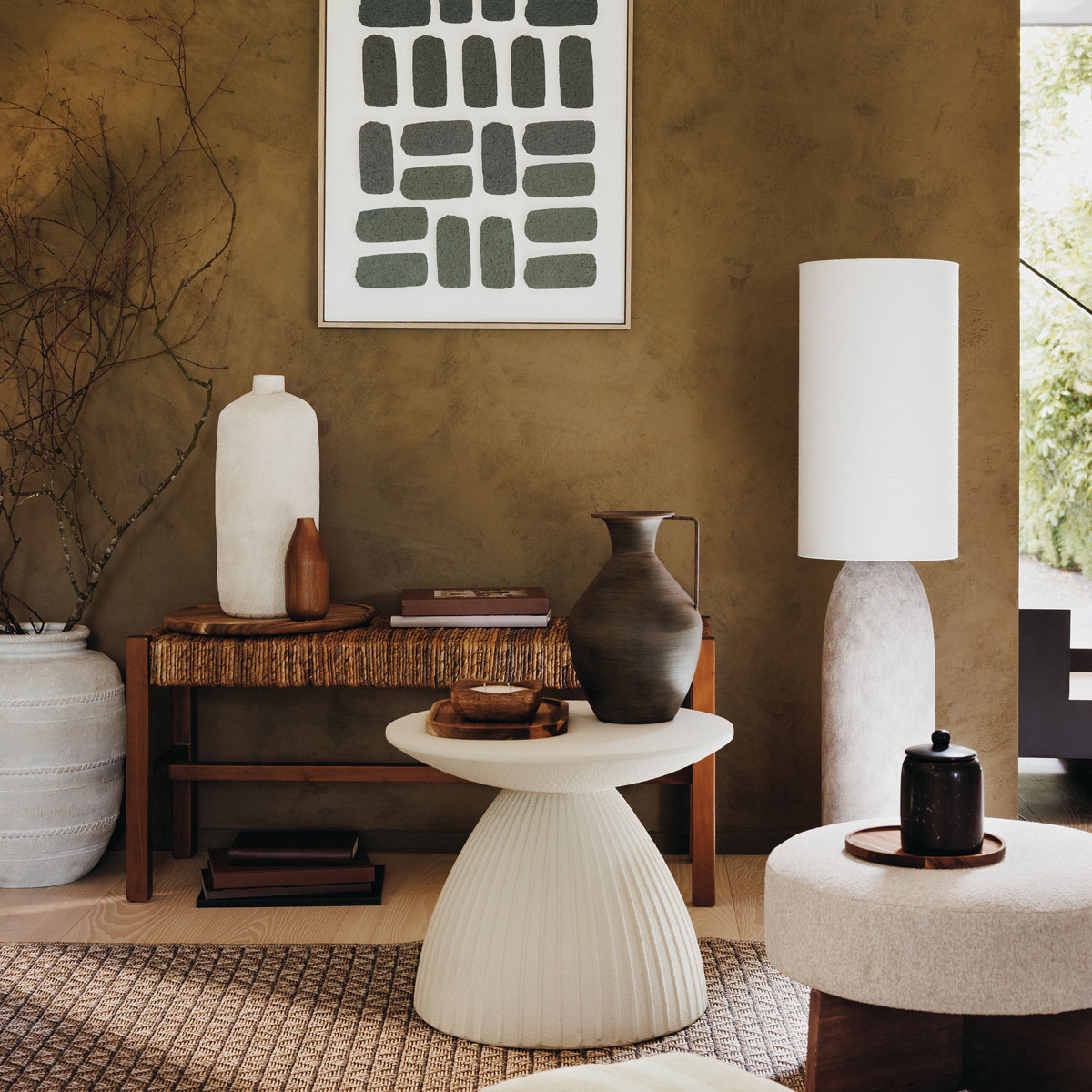 Banqueta SIDOAN castanha em madeira 102x38x46cm