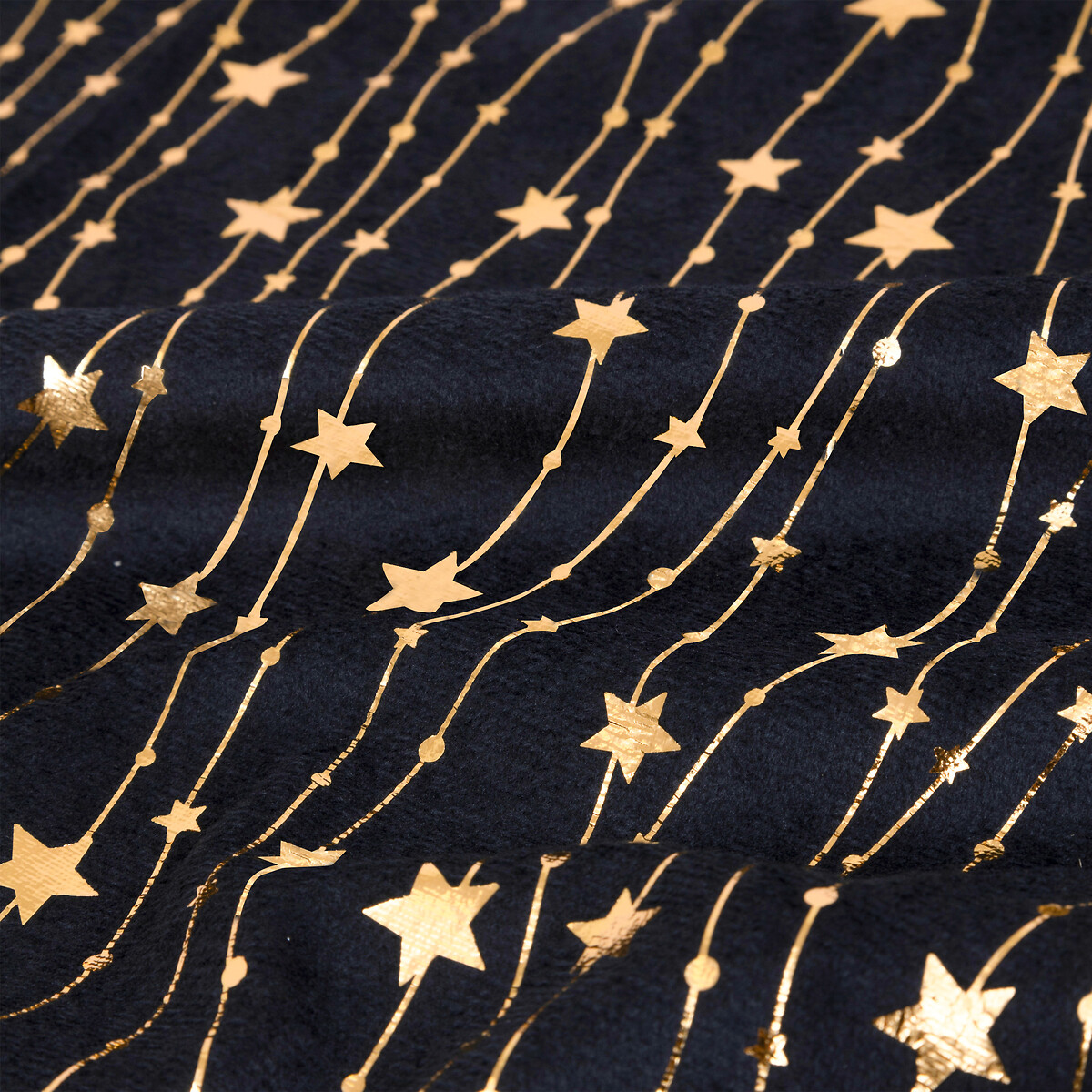 Toalha de mesa com estrelas preta em veludo 140x360cm