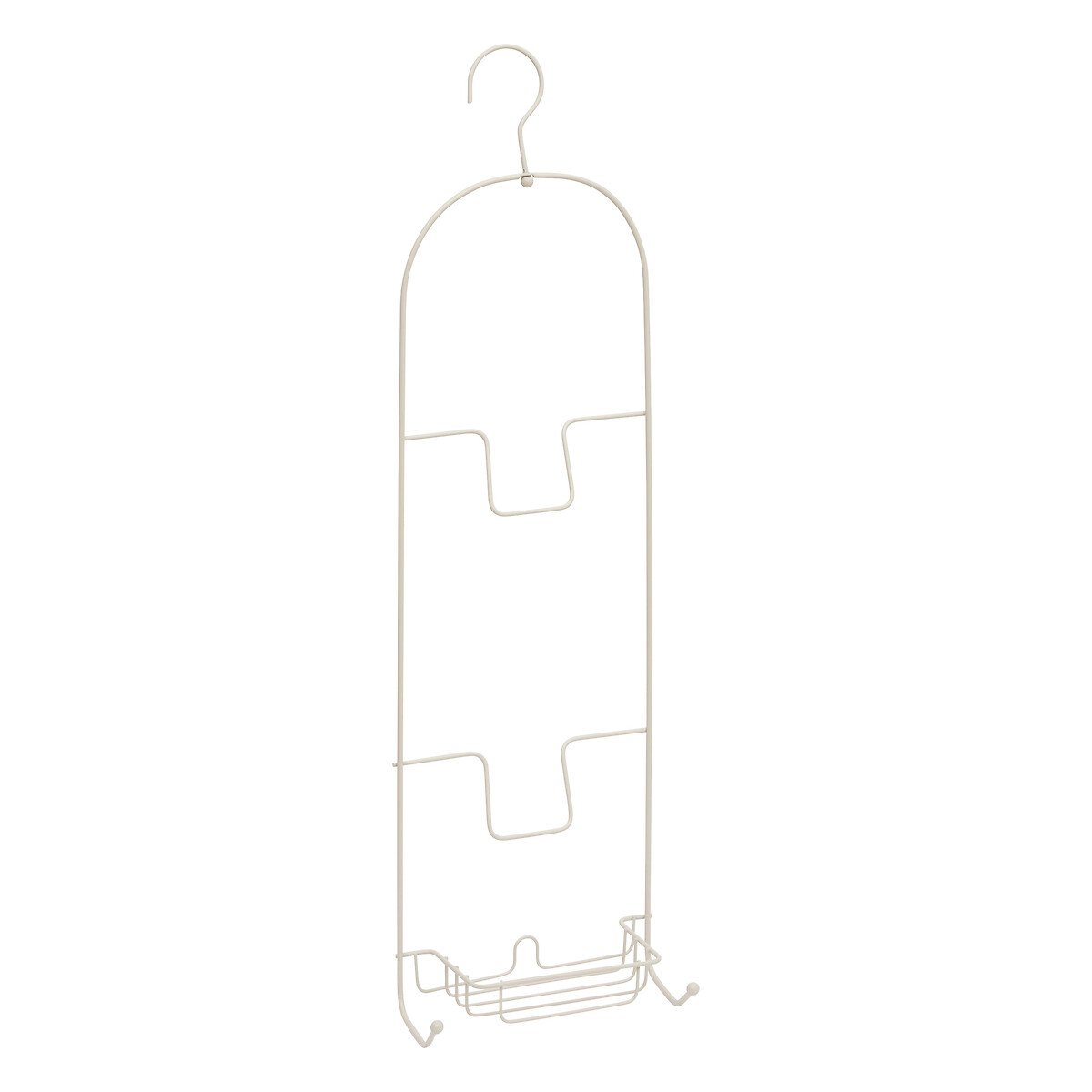 Suporte para duche bege em metal com 2 ganchos