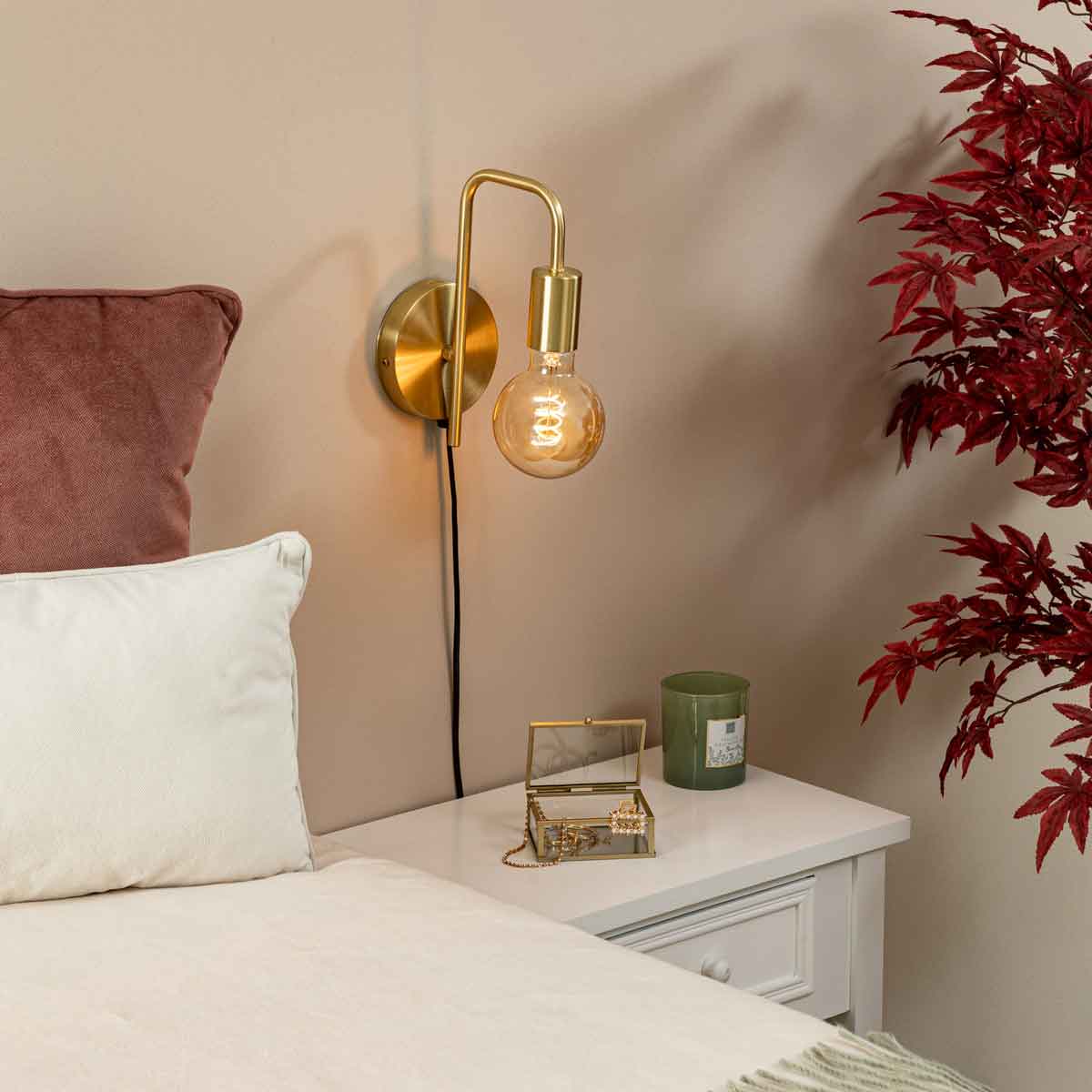 Candeeiro de parede KELY dourado em metal